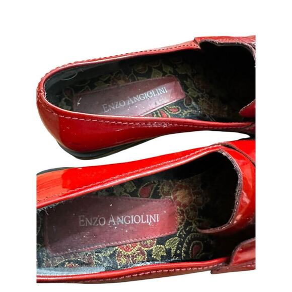 Enzo Angiolini Women's Red Patent Leather Slip On Loafers Size 6.5 - Picture 8 of 8
